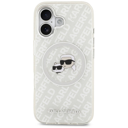 Etui MagSafe dla Apple iPhone 17, Karl Lagerfeld, IML Glitter Karl & Choupette`s Heads, Szare