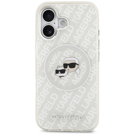 Etui MagSafe dla Apple iPhone 17, Karl Lagerfeld, IML Glitter Karl & Choupette`s Heads, Szare