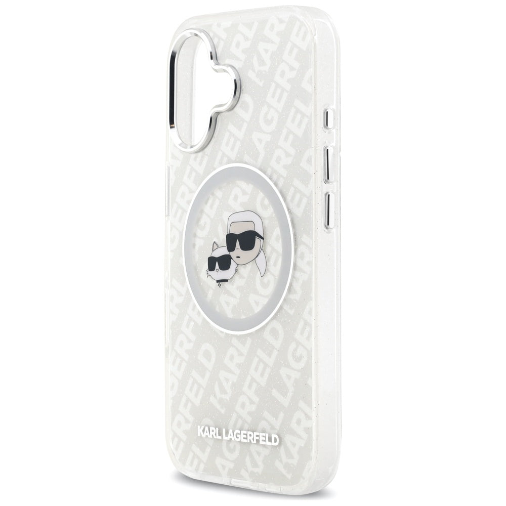 Etui MagSafe dla Apple iPhone 17, Karl Lagerfeld, IML Glitter Karl & Choupette`s Heads, Szare