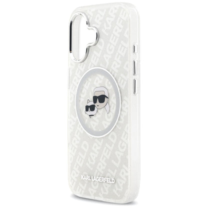 Etui MagSafe dla Apple iPhone 17, Karl Lagerfeld, IML Glitter Karl & Choupette`s Heads, Szare