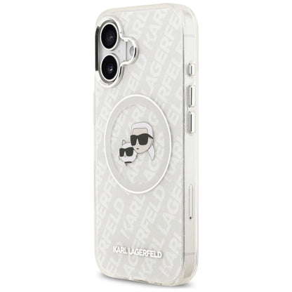 Etui MagSafe dla Apple iPhone 17, Karl Lagerfeld, IML Glitter Karl & Choupette`s Heads, Szare