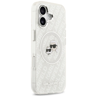 Etui MagSafe dla Apple iPhone 17, Karl Lagerfeld, IML Glitter Karl & Choupette`s Heads, Szare