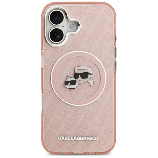Etui MagSafe dla Apple iPhone 17, Karl Lagerfeld, IML Glitter Karl & Choupette`s Heads, Różowy