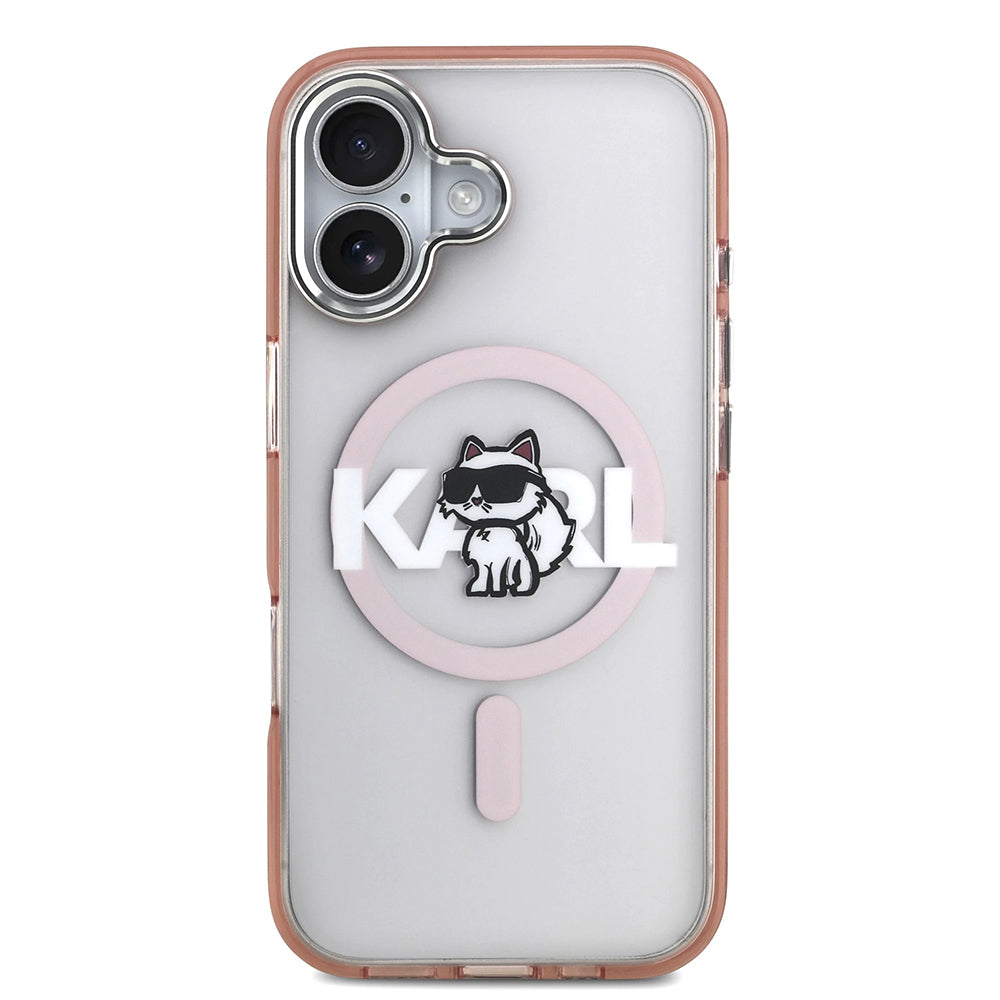 Etui MagSafe dla Apple iPhone 17, Karl Lagerfeld, IML Sketch Logo Choupette, Różowy