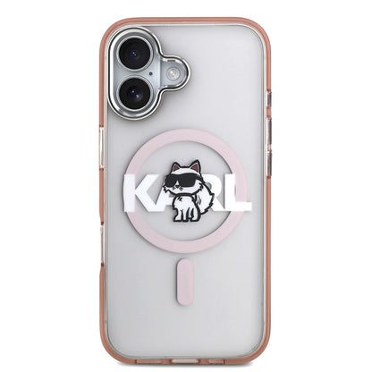 Etui MagSafe dla Apple iPhone 17, Karl Lagerfeld, IML Sketch Logo Choupette, Różowy