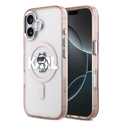 Etui MagSafe dla Apple iPhone 17, Karl Lagerfeld, IML Sketch Logo Choupette, Różowy