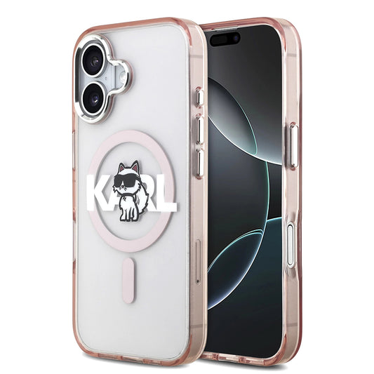 Etui MagSafe dla Apple iPhone 17, Karl Lagerfeld, IML Sketch Logo Choupette, Różowy