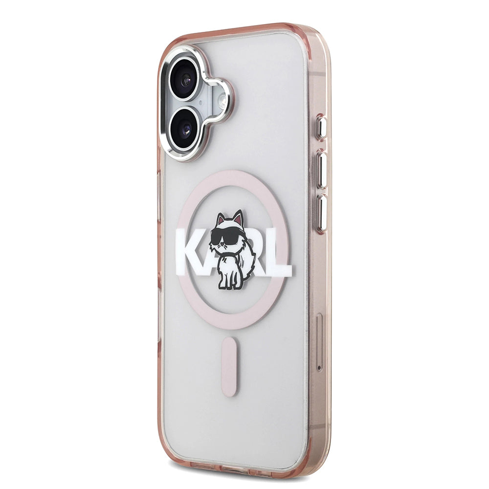 Etui MagSafe dla Apple iPhone 17, Karl Lagerfeld, IML Sketch Logo Choupette, Różowy