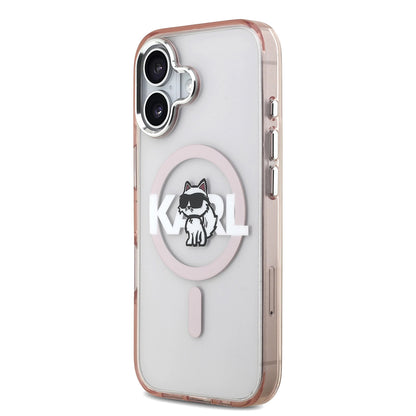Etui MagSafe dla Apple iPhone 17, Karl Lagerfeld, IML Sketch Logo Choupette, Różowy