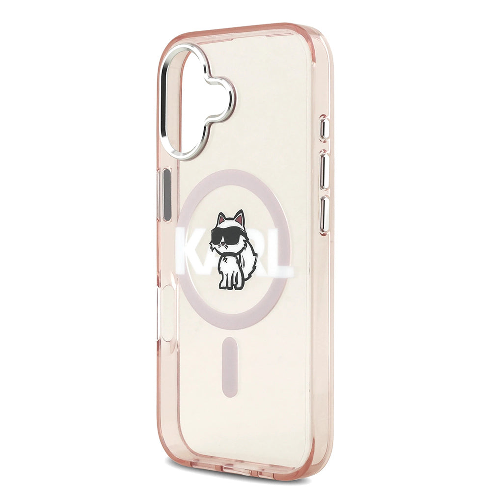 Etui MagSafe dla Apple iPhone 17, Karl Lagerfeld, IML Sketch Logo Choupette, Różowy