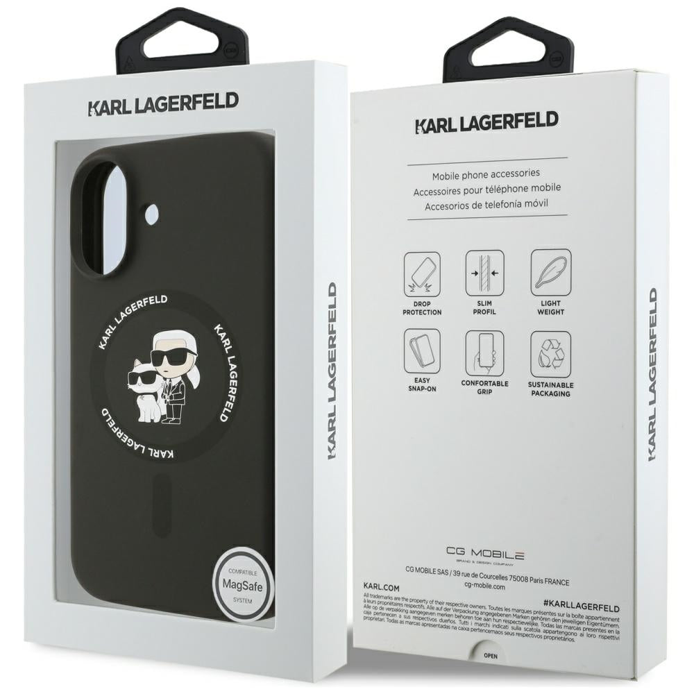 Etui MagSafe dla Apple iPhone 17, Karl Lagerfeld, Ring Karl & Choupette, Czarne