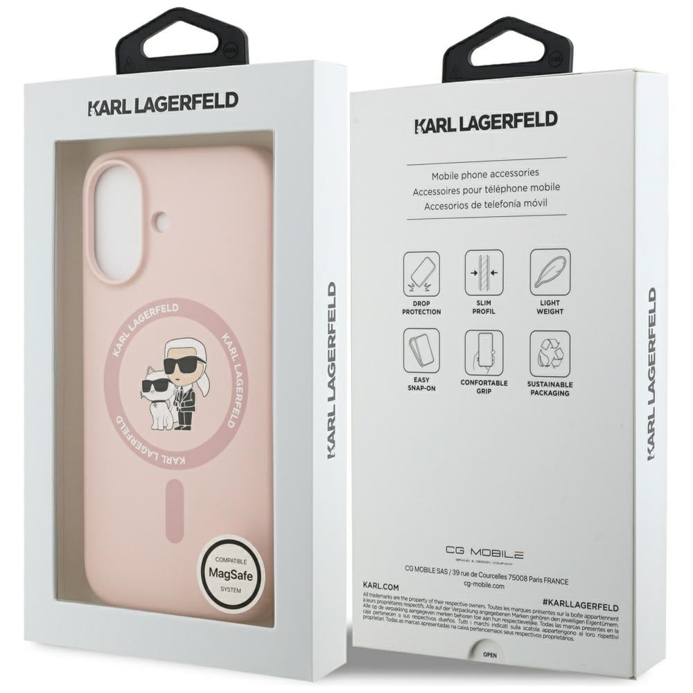 Etui MagSafe dla Apple iPhone 17, Karl Lagerfeld, Ring Karl & Choupette, Różowy
