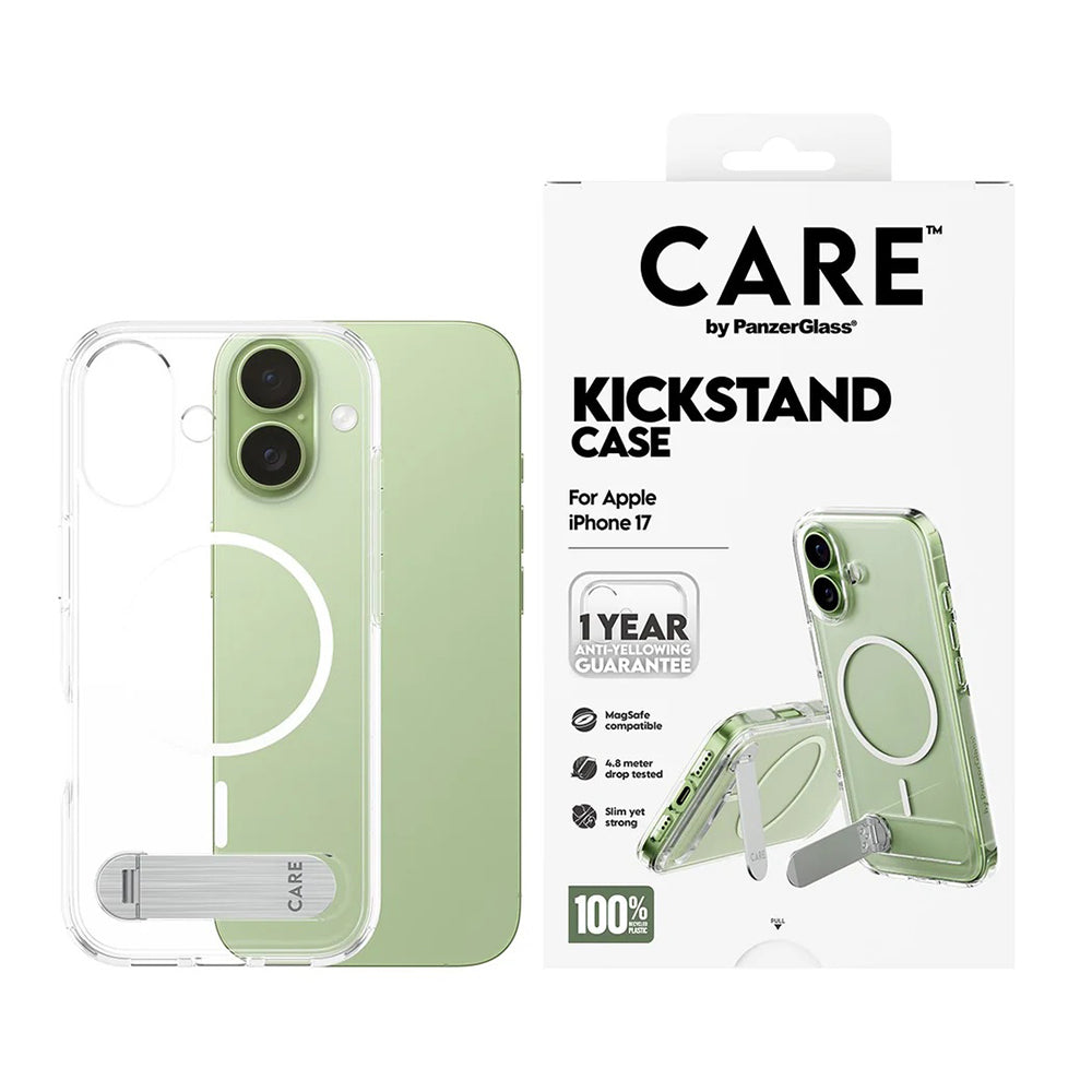 Etui MagSafe dla Apple iPhone 17, PanzerGlass, z funkcją podstawki, Przezroczyste