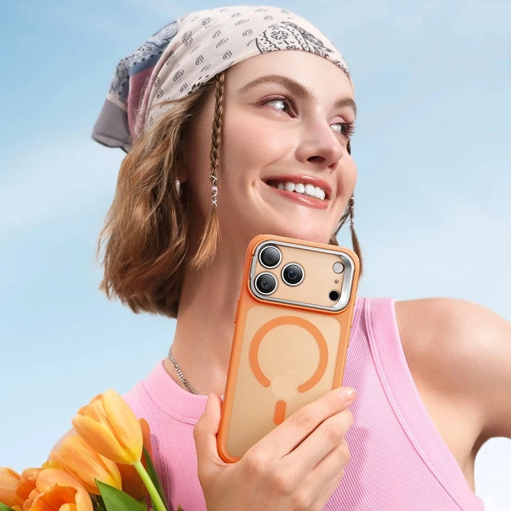 Etui MagSafe dla Apple iPhone 17 Pro, ESR, Classic Hybrid Kickstand Slide, Satynowy Pomarańczowy