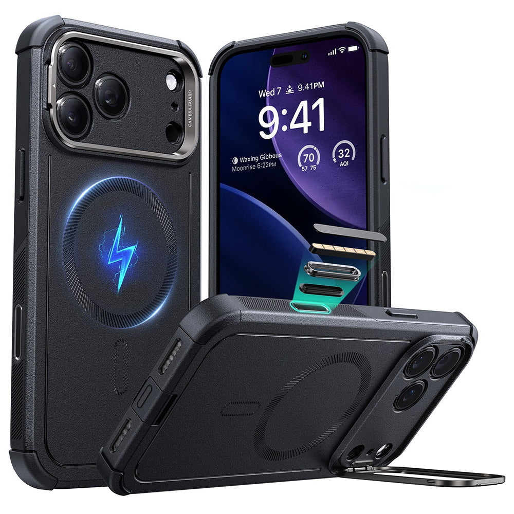Etui MagSafe dla Apple iPhone 17 Pro, ESR, Cyber Armor Kickstand, Czarne
