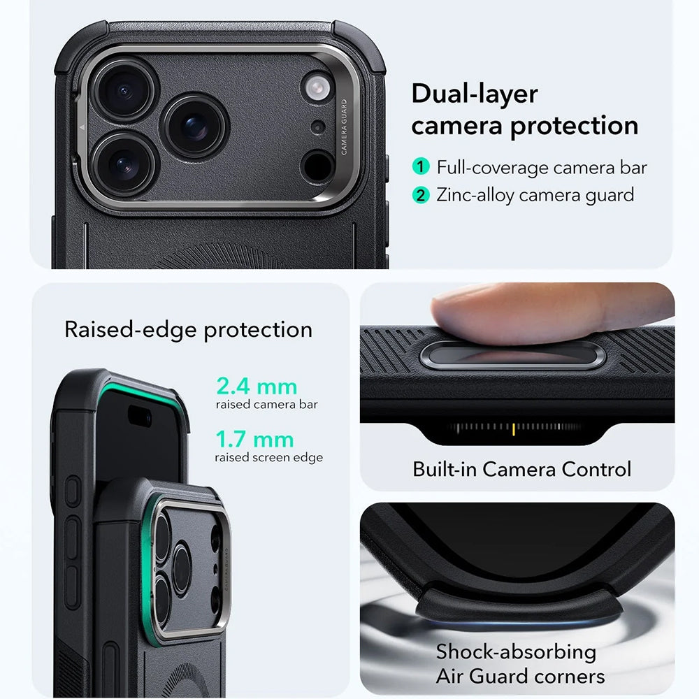 Etui MagSafe dla Apple iPhone 17 Pro, ESR, Cyber Armor Kickstand, Czarne