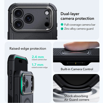 Etui MagSafe dla Apple iPhone 17 Pro, ESR, Cyber Armor Kickstand, Czarne