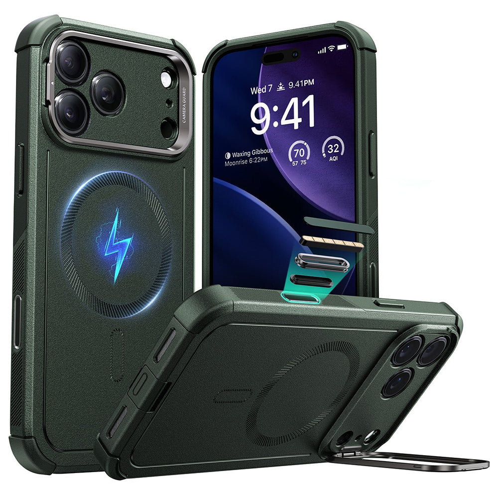 Etui MagSafe dla Apple iPhone 17 Pro, ESR, Cyber Armor Kickstand, Zielony