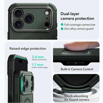 Etui MagSafe dla Apple iPhone 17 Pro, ESR, Cyber Armor Kickstand, Zielony