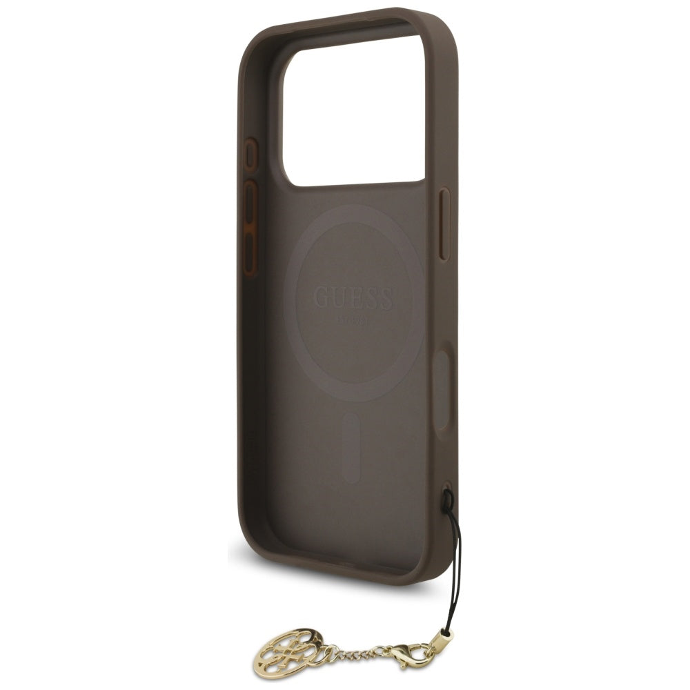 Etui MagSafe dla Apple iPhone 17 Pro, Guess, 4G Charm Cradle, Brązowy