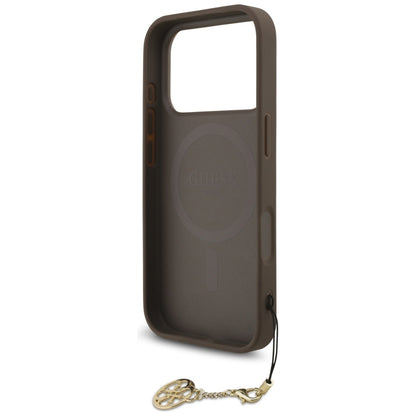Etui MagSafe dla Apple iPhone 17 Pro, Guess, 4G Charm Cradle, Brązowy
