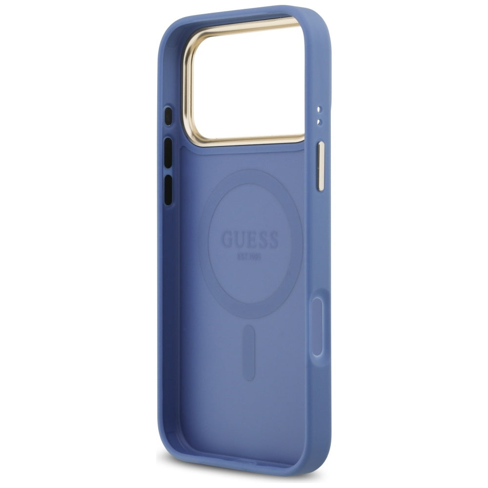 Etui MagSafe dla Apple iPhone 17 Pro, Guess, 4G Classic, Niebieskie