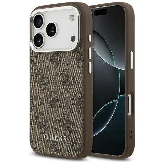 Etui MagSafe dla Apple iPhone 17 Pro, Guess, 4G Classic Logo, Brązowy
