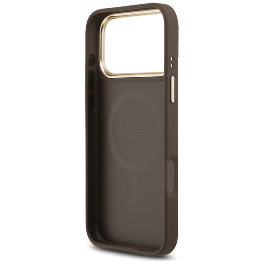 Etui MagSafe dla Apple iPhone 17 Pro, Guess, 4G Classic, Brązowy