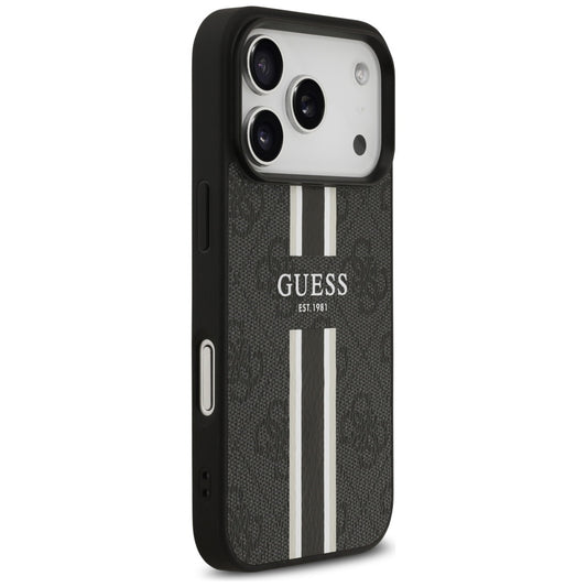 Etui MagSafe dla Apple iPhone 17 Pro, Guess, 4G Printed Stripes, Czarne