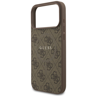 Etui MagSafe dla Apple iPhone 17 Pro, Guess, 4G Ring Classic Logo, Brązowy