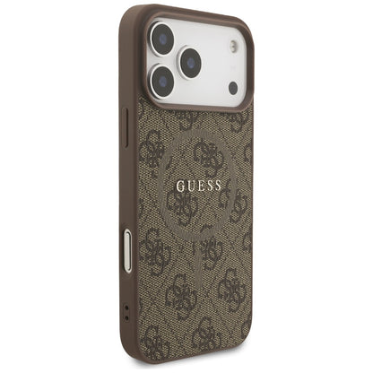 Etui MagSafe dla Apple iPhone 17 Pro, Guess, 4G Ring Classic Logo, Brązowy