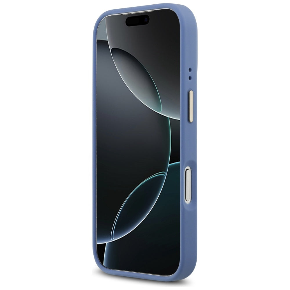 Etui MagSafe dla Apple iPhone 17 Pro, Guess, 4G Strass Logo, Niebieskie