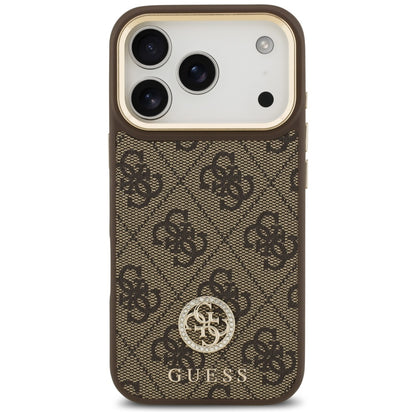 Etui MagSafe dla Apple iPhone 17 Pro, Guess, 4G Strass Logo, Brązowy