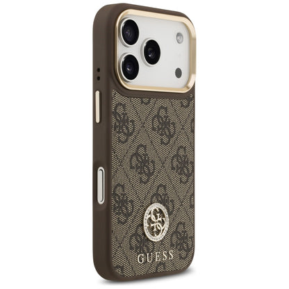 Etui MagSafe dla Apple iPhone 17 Pro, Guess, 4G Strass Logo, Brązowy