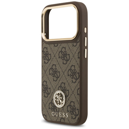 Etui MagSafe dla Apple iPhone 17 Pro, Guess, 4G Strass Logo, Brązowy
