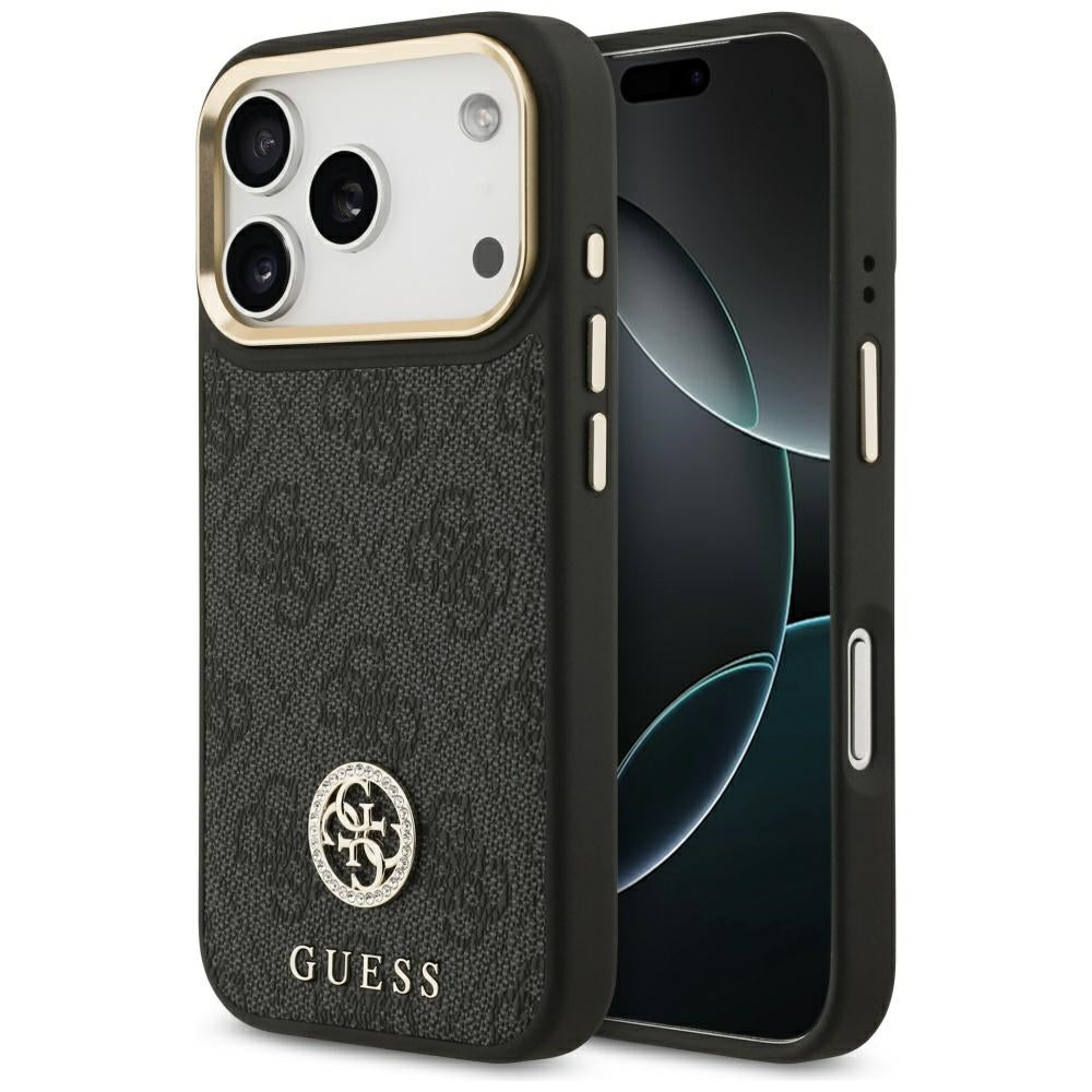 Etui MagSafe dla Apple iPhone 17 Pro, Guess, 4G Strass Logo, Czarne