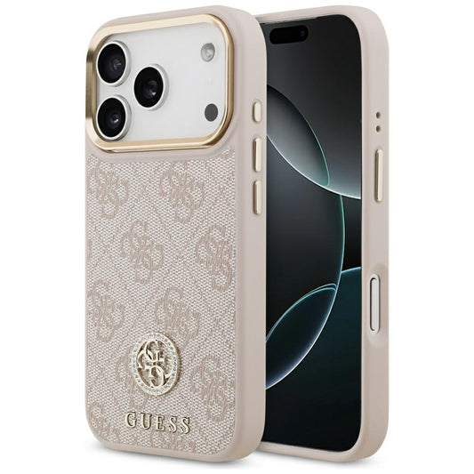 Etui MagSafe dla Apple iPhone 17 Pro, Guess, 4G Strass Logo, Różowy