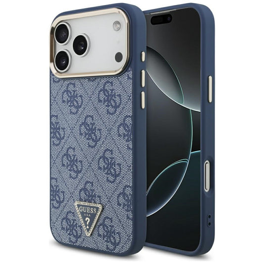 Etui MagSafe dla Apple iPhone 17 Pro, Guess, 4G Triangle Logo, Złoty Niebieski