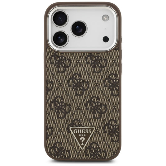 Etui MagSafe dla Apple iPhone 17 Pro, Guess, 4G Triangle Logo, Brązowo-Srebrne