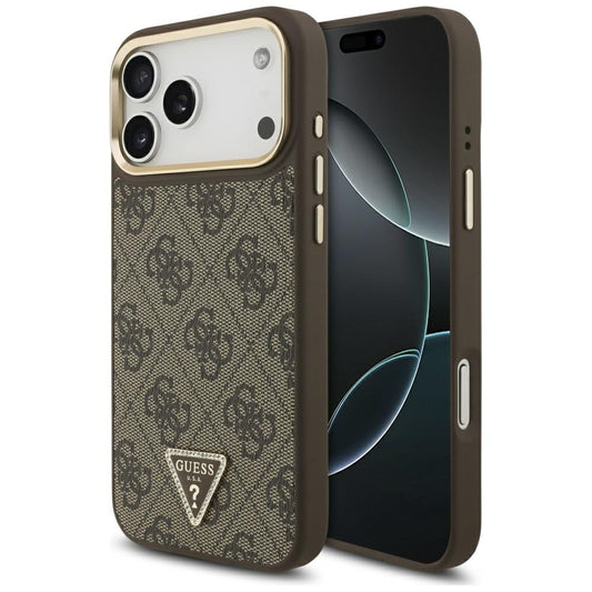 Etui MagSafe dla Apple iPhone 17 Pro, Guess, 4G Triangle Logo, Złoty Brąz