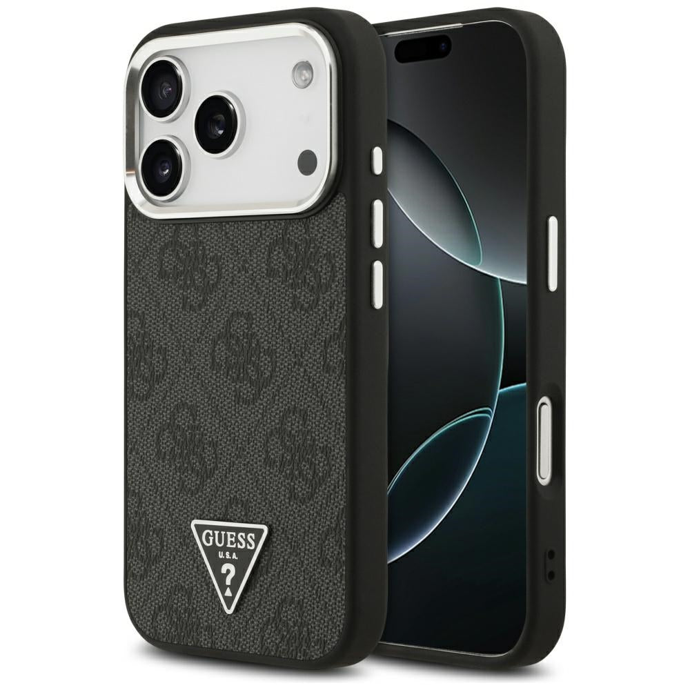 Etui MagSafe dla Apple iPhone 17 Pro, Guess, 4G Triangle Logo, Czarne Srebrne