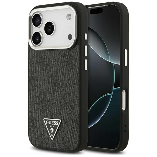 Etui MagSafe dla Apple iPhone 17 Pro, Guess, 4G Triangle Logo, Czarne Srebrne