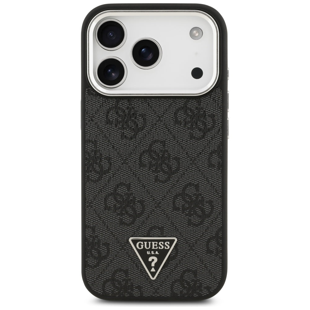 Etui MagSafe dla Apple iPhone 17 Pro, Guess, 4G Triangle Logo, Czarne Srebrne