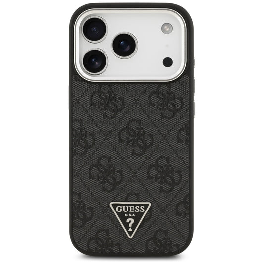 Etui MagSafe dla Apple iPhone 17 Pro, Guess, 4G Triangle Logo, Czarne Srebrne