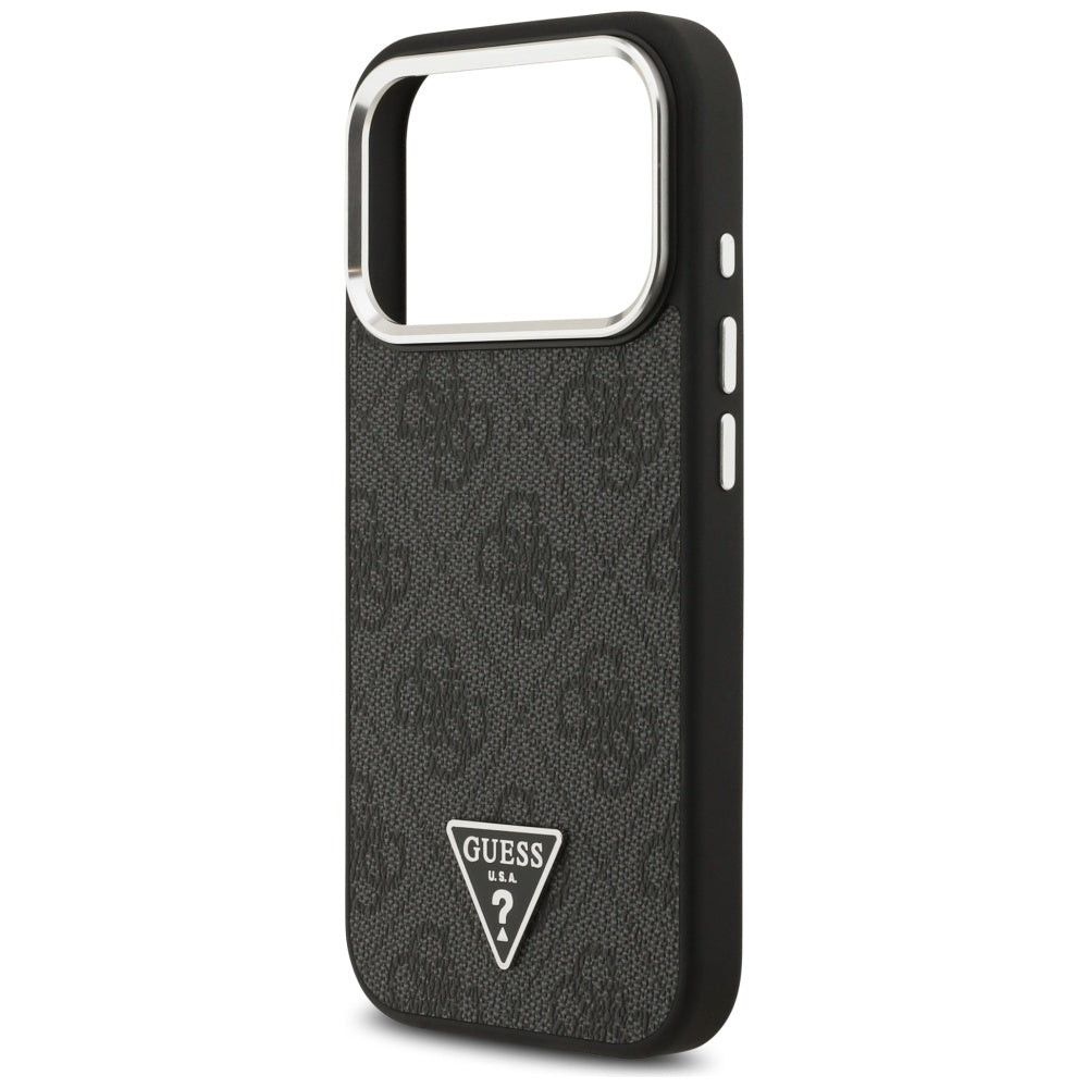 Etui MagSafe dla Apple iPhone 17 Pro, Guess, 4G Triangle Logo, Czarne Srebrne