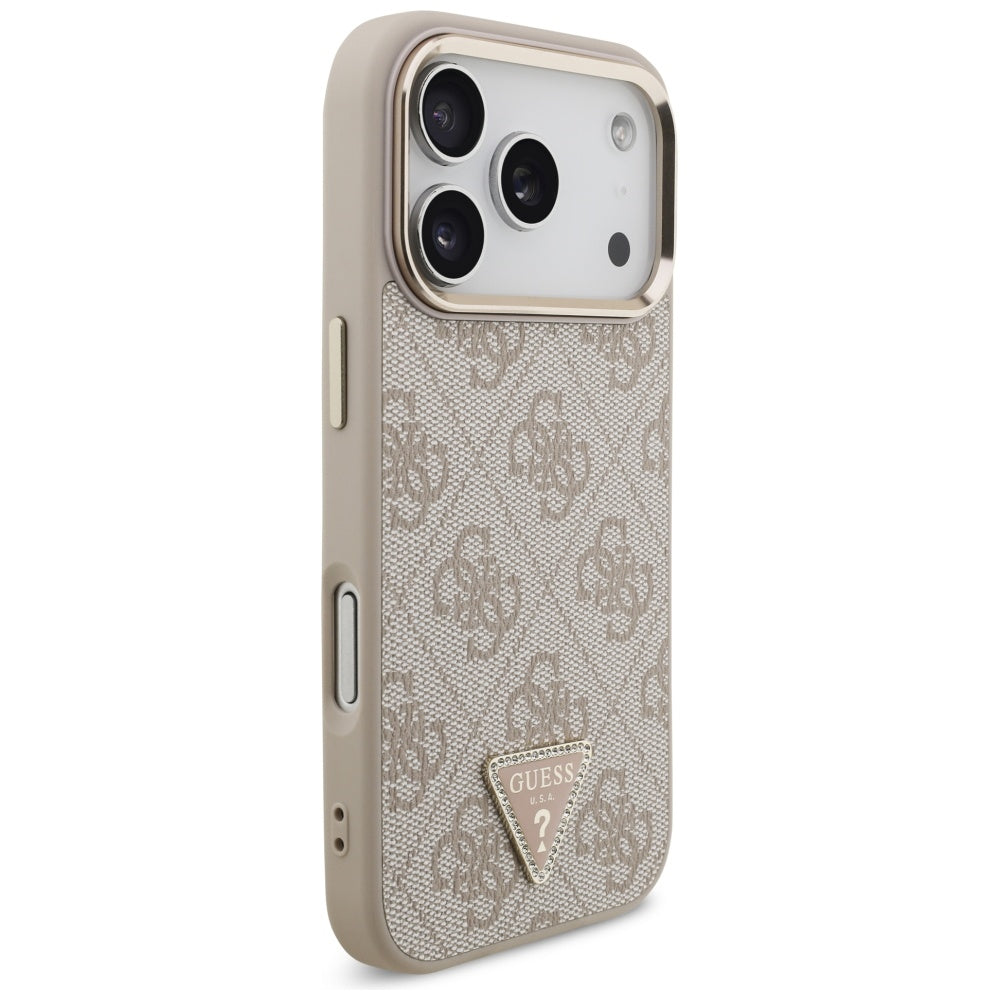 Etui MagSafe dla Apple iPhone 17 Pro, Guess, 4G Triangle Logo, Złoty Róż