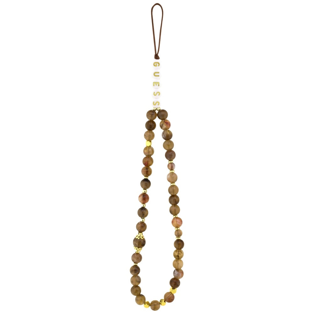 Etui MagSafe dla Apple iPhone 17 Pro, Guess, 4G Triangle Logo with Pearl Strap, Brązowy