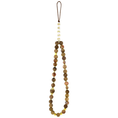 Etui MagSafe dla Apple iPhone 17 Pro, Guess, 4G Triangle Logo with Pearl Strap, Brązowy