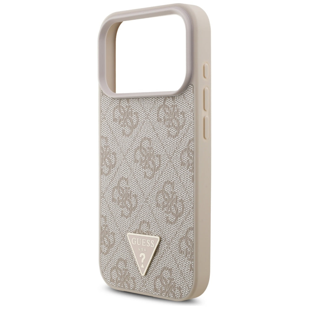 Etui MagSafe dla Apple iPhone 17 Pro, Guess, 4G Triangle Logo with Pearl Strap, Różowy