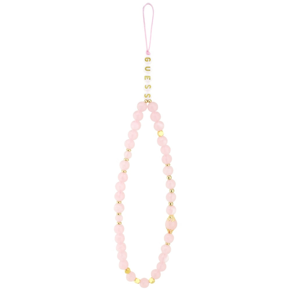 Etui MagSafe dla Apple iPhone 17 Pro, Guess, 4G Triangle Logo with Pearl Strap, Różowy